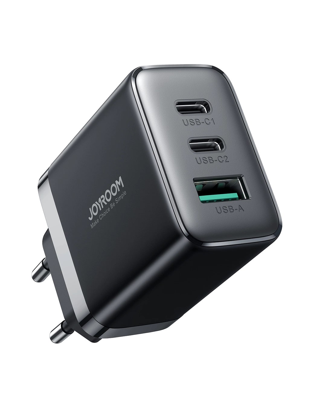 JOYROOM JR - TCF10 32W Οικιακός Φορτιστής Γρήγορης Φόρτισης με 2 Θύρες Type - C και 1 Θύρα USB - Black