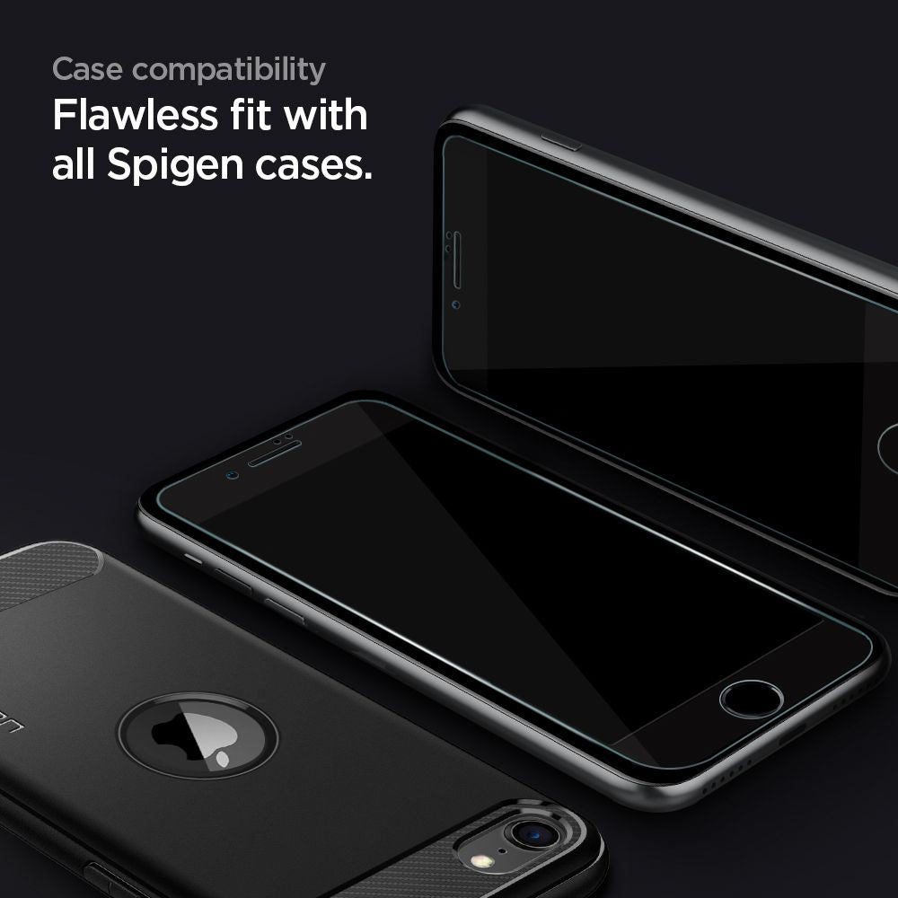 Spigen iPhone SE 2022 / SE 2020 / 7 / 8 GLAS.tR AlignMaster 2.5D Full Screen Case Friendly Tempered Glass Αντιχαρακτικό Γυαλί Οθόνης 9H - Black