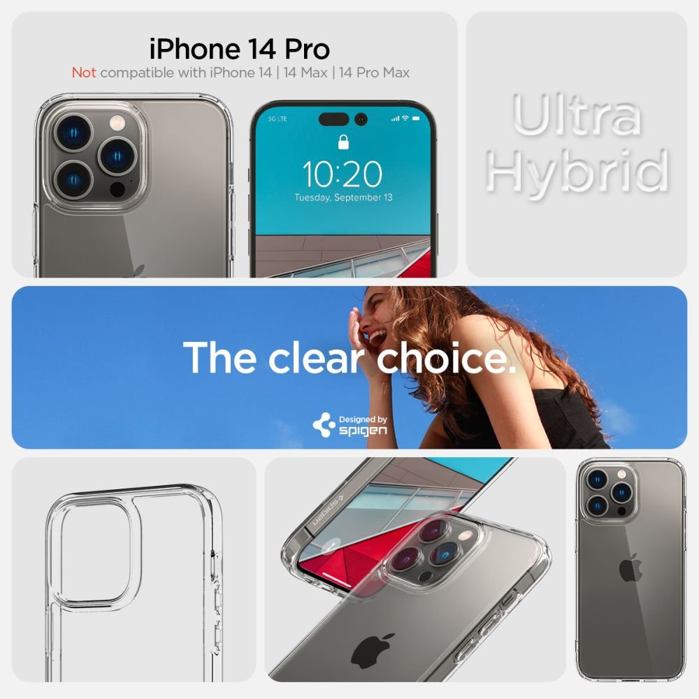 Spigen iPhone 14 Pro Ultra Hybrid Σκληρή Θήκη με Πλαίσιο Σιλικόνης - Crystal Clear