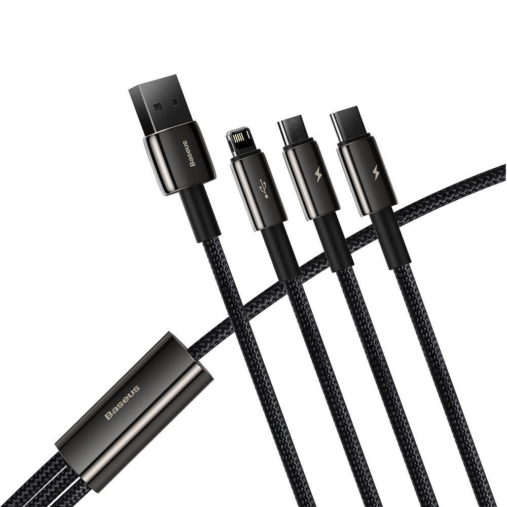 Baseus Tungsten Gold 3in1 Καλώδιο Φόρτισης 3.5A 1.5m - Micro USB / Lightning / Type - C - Black - CAMLTWJ - 01