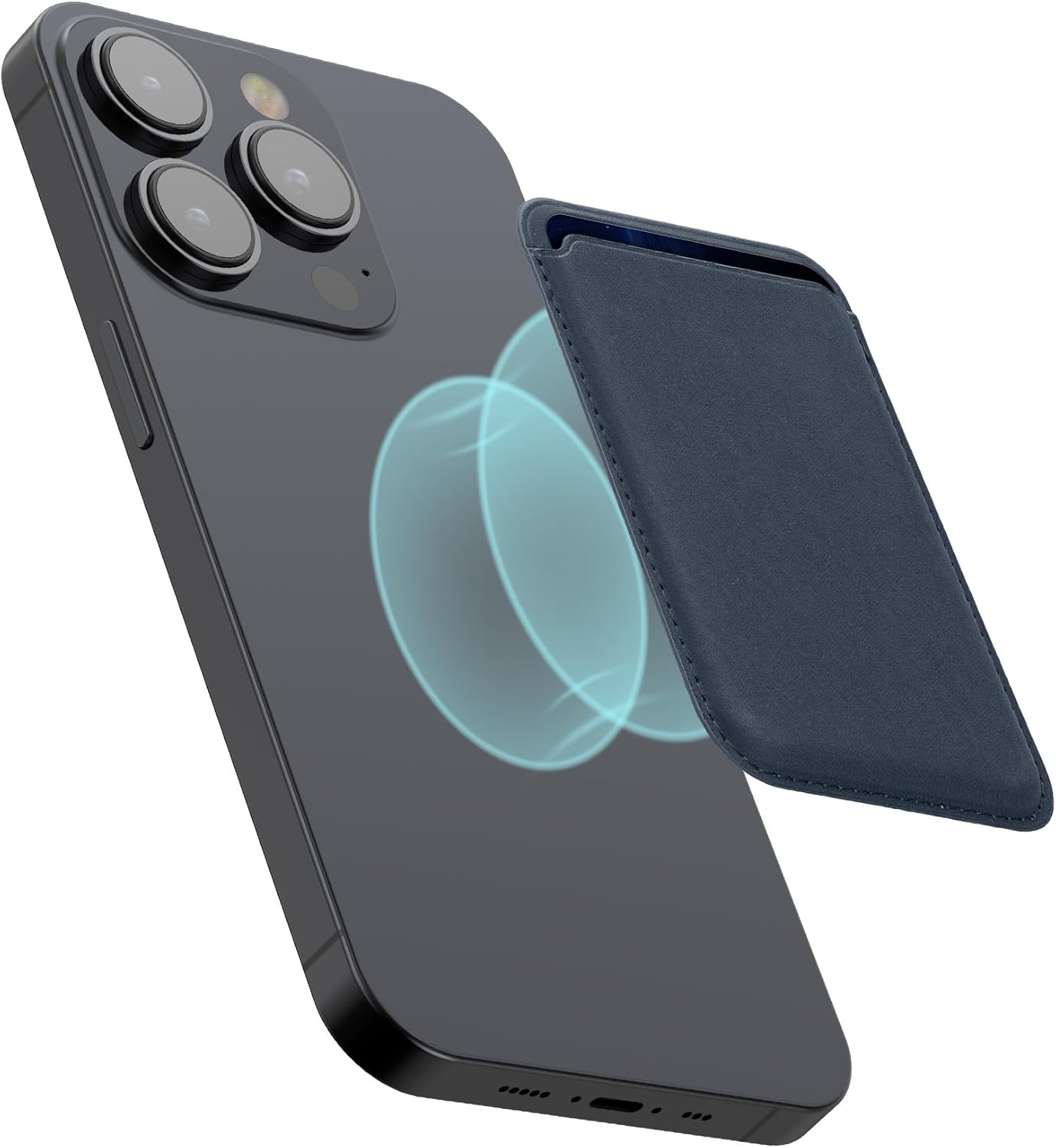 KW iPhone Μαγνητική Θήκη για Πιστωτικές Κάρτες από Συνθετικό Δέρμα - Caribbean Blue