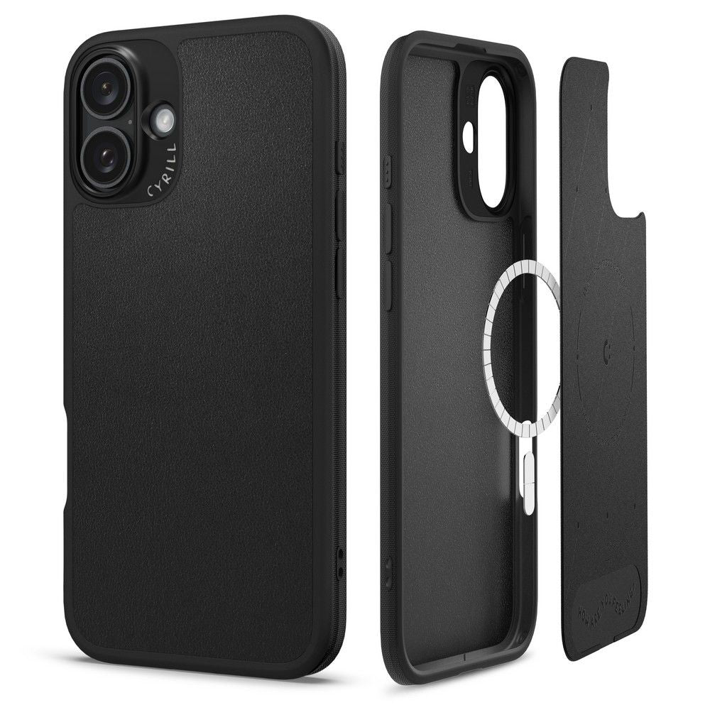 Spigen Cyrill iPhone 16 Kajuk Mag Θήκη με Επένδυση Συνθετικού Δέρματος και MagSafe - Black