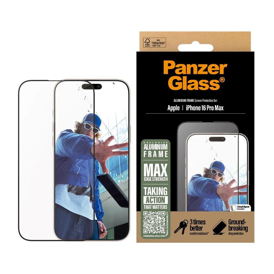 PanzerGlass iPhone 16 Pro Max Aluminum Frame Ultra - Wide Fit Full Screen Αντιχαρακτικό Γυαλί Οθόνης - Black