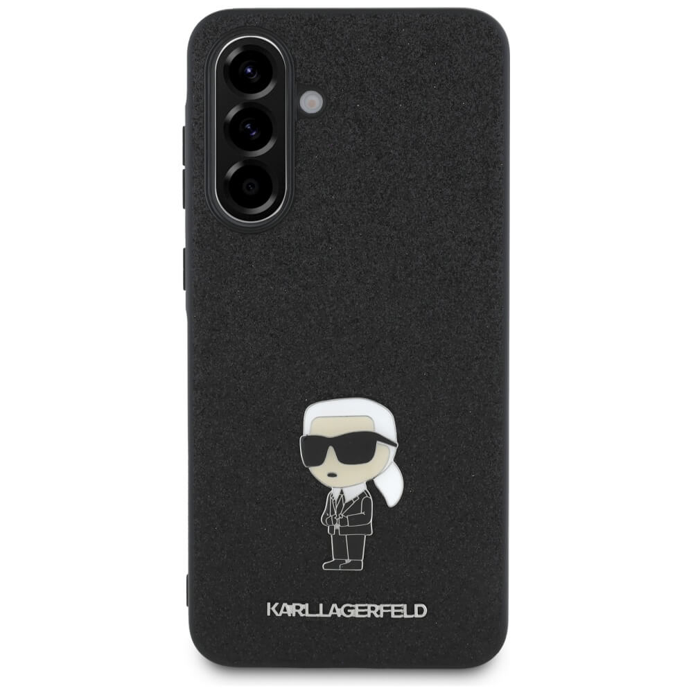 Karl Lagerfeld Samsung Galaxy A36 5G - Fixed Glitter Ikonik Logo Metal Pin - Σκληρή Θήκη με Πλαίσιο Σιλικόνης - Black - KLHCSA36GKNPSK