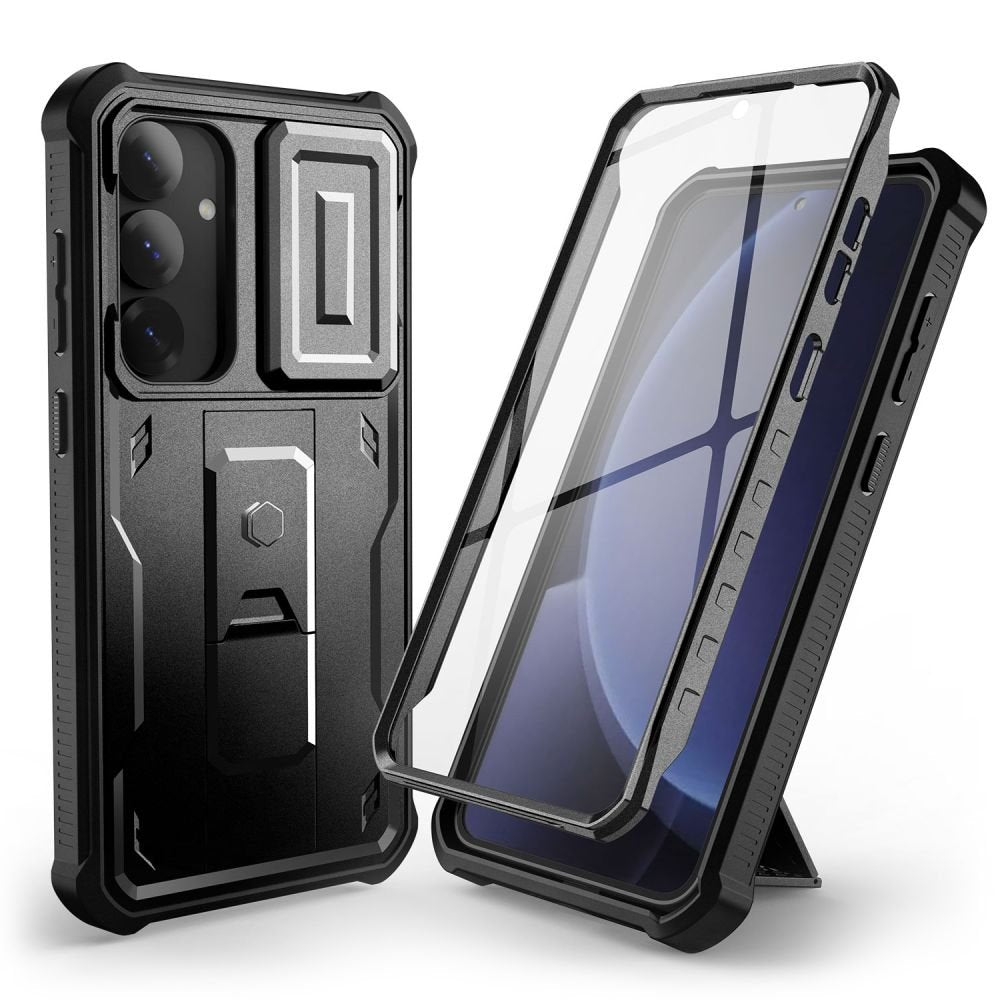 Tech - Protect Samsung Galaxy S25 Kevlar Cam+ Θήκη 360 Full Body με Προστασία για την Οθόνη και την Κάμερα και Stand - Black