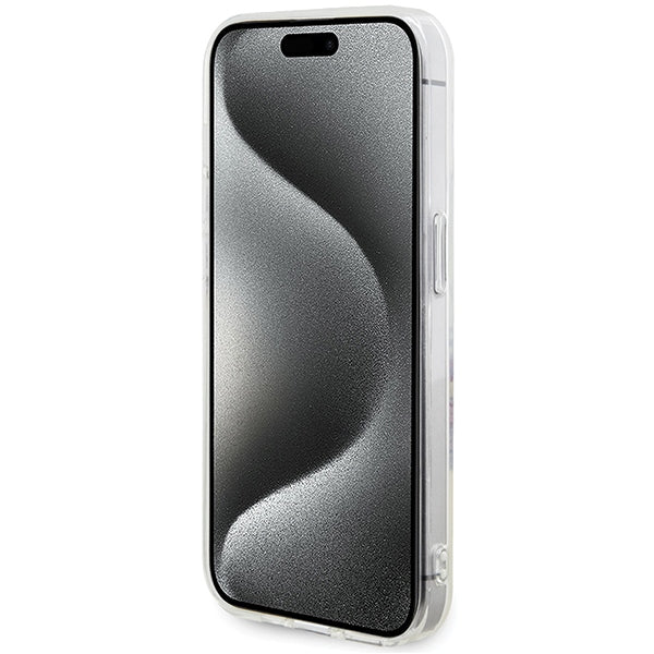 Guess iPhone 15 Pro IML Flowers Wreatch MagSafe Σκληρή Θήκη με Πλαίσιο Σιλικόνης και MagSafe - Διάφανη - GUHMP15LHFWFCT