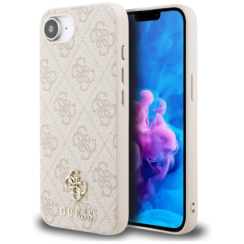 Guess iPhone 16e - 4G Small 4G and Classic - MagSafe Σκληρή Θήκη με Επένδυση από Οικολογικό Δέρμα - Pink - GUHMPSE4P4SM4MP