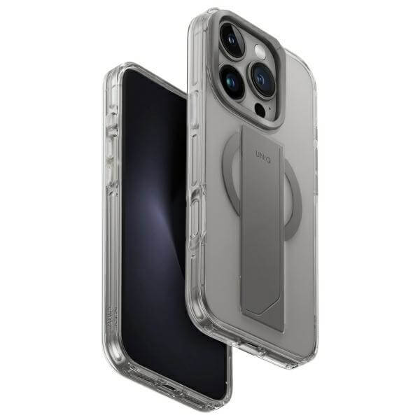 Uniq iPhone 16 Pro - Heldro Max - MagSafe Σκληρή Θήκη με Πλαίσιο Σιλικόνης και Finger Holder - Διάφανη