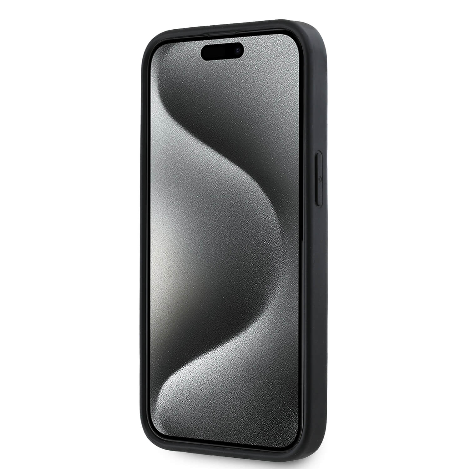 DKNY iPhone 15 / 14 / 13 - 3D Rubber Repeat Pattern - Σκληρή Θήκη με Επένδυση Συνθετικού Δέρματος - Black