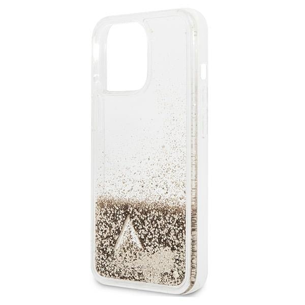 Guess iPhone 14 Pro - Glitter Charms Σκληρή Θήκη με Πλαίσιο Σιλικόνης - Gold - GUOHCP14LGLHFLGO