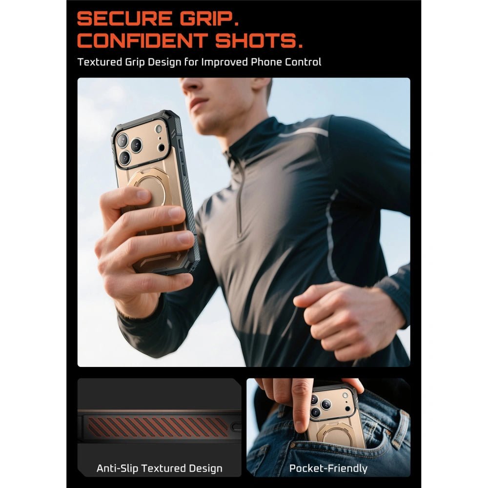 Supcase iPhone 17 Pro - UB Grip Pro Mag - Σκληρή Θήκη με Προστασία Οθόνης και MagSafe / Stand - Desert Gold