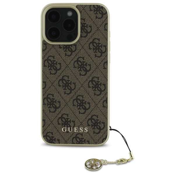Guess iPhone 16 Pro - 4G Charms Collection - Θήκη με Επένδυση Συνθετικού Δέρματος - Brown - GUHCP16LGF4GBR