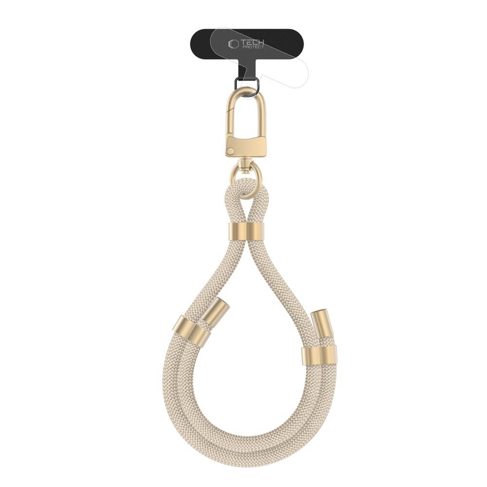 Tech - Protect C4S Rope Wrist Strap - Universal Λουράκι Καρπού για Θήκη Κινητού - Beige / Gold