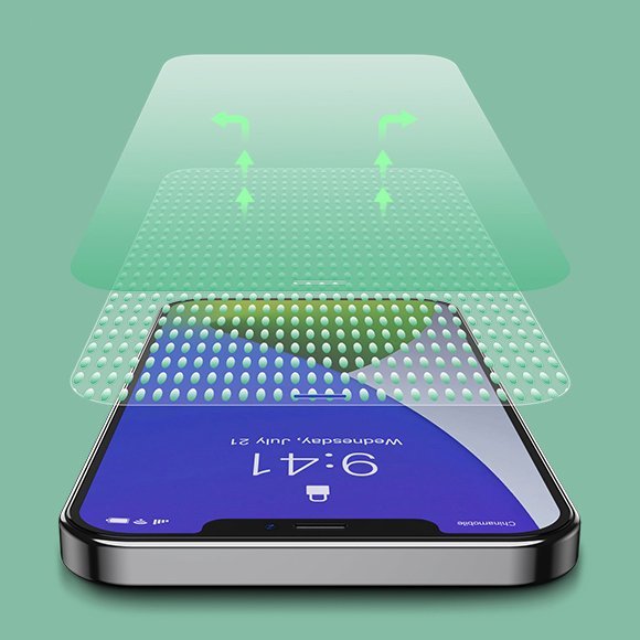 Baseus iPhone 12 / iPhone 12 Pro 0.15mm Eye Protection Full Screen Αντιχαρακτικό Γυαλί Οθόνης - 2 Τεμάχια - Green Light / Clear - SGAPIPH61P - LQ02