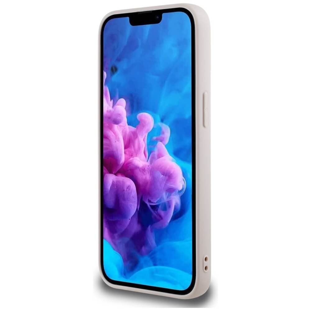 Guess iPhone 16e - 4G Ring Classic Logo - MagSafe Θήκη με Επένδυση Συνθετικού Δέρματος - Pink - GUHMPSE4G4GFRP