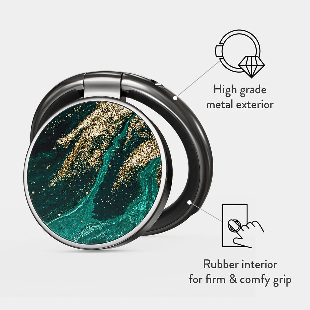Burga Ring Holder - Δαχτυλίδι Συγκράτησης Κινητού - Βάση Στήριξης - Gunmetal - Emerald Pool