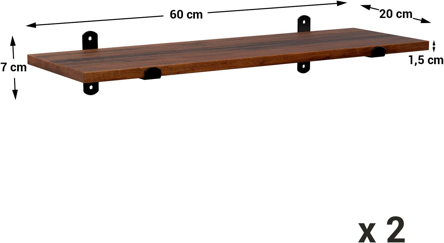 Songmics Σετ 2 Διακοσμητικά Ράφια - Brown / Black - LWS04NB