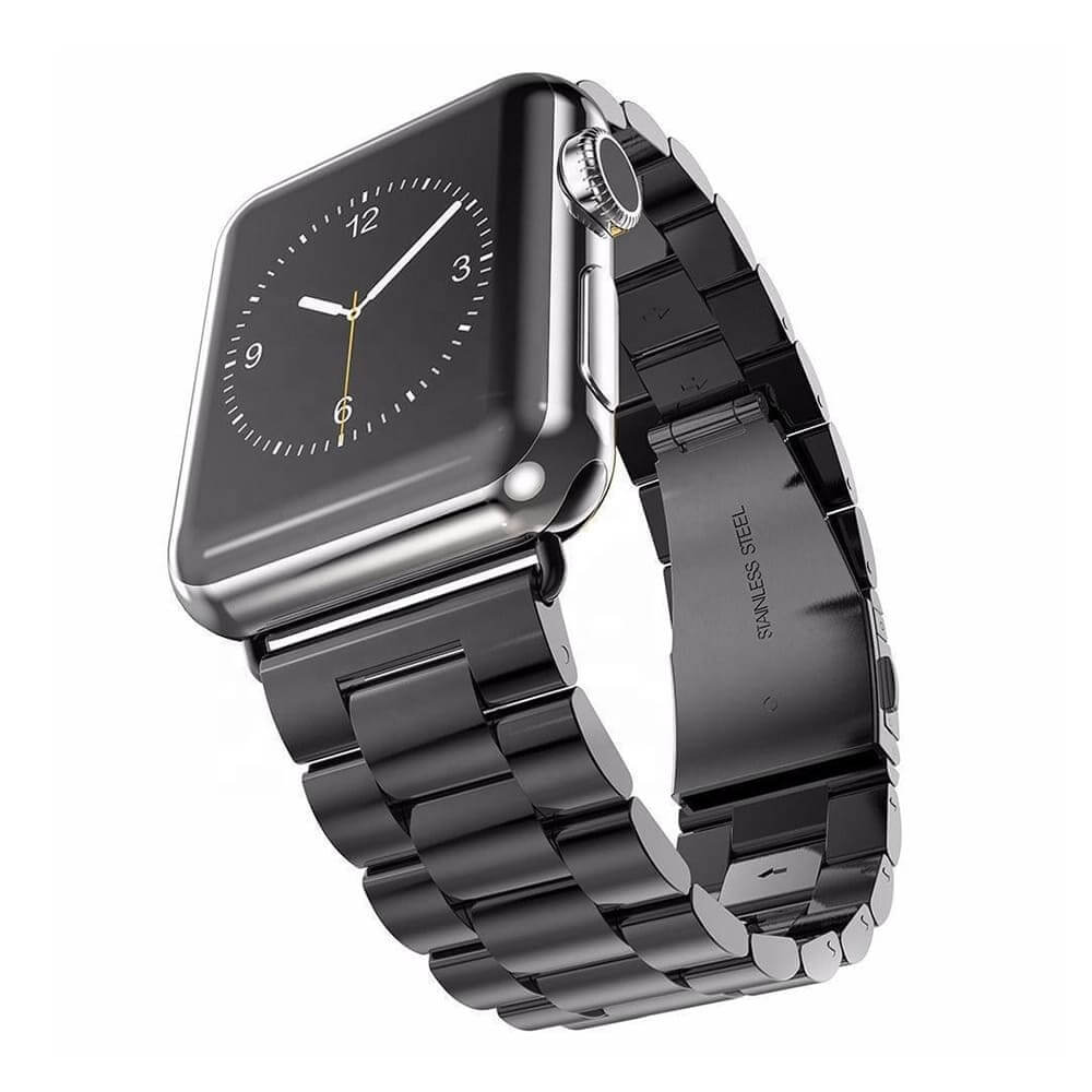 Techsuit Λουράκι Apple Watch 4/5/6/7/8/9/10/11 - SE (1/2/3) - ULTRA (1/2/3) - 44/45/46/49mm Watchband W036 Μπρασελέ από Ανοξείδωτο Ατσάλι - Black