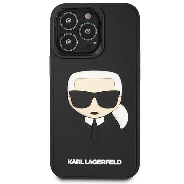 Karl Lagerfeld iPhone 14 Pro - 3D Rubber Karl's Head Σκληρή Θήκη με Πλαίσιο Σιλικόνης - Black - KLHCP14LKH3DBK