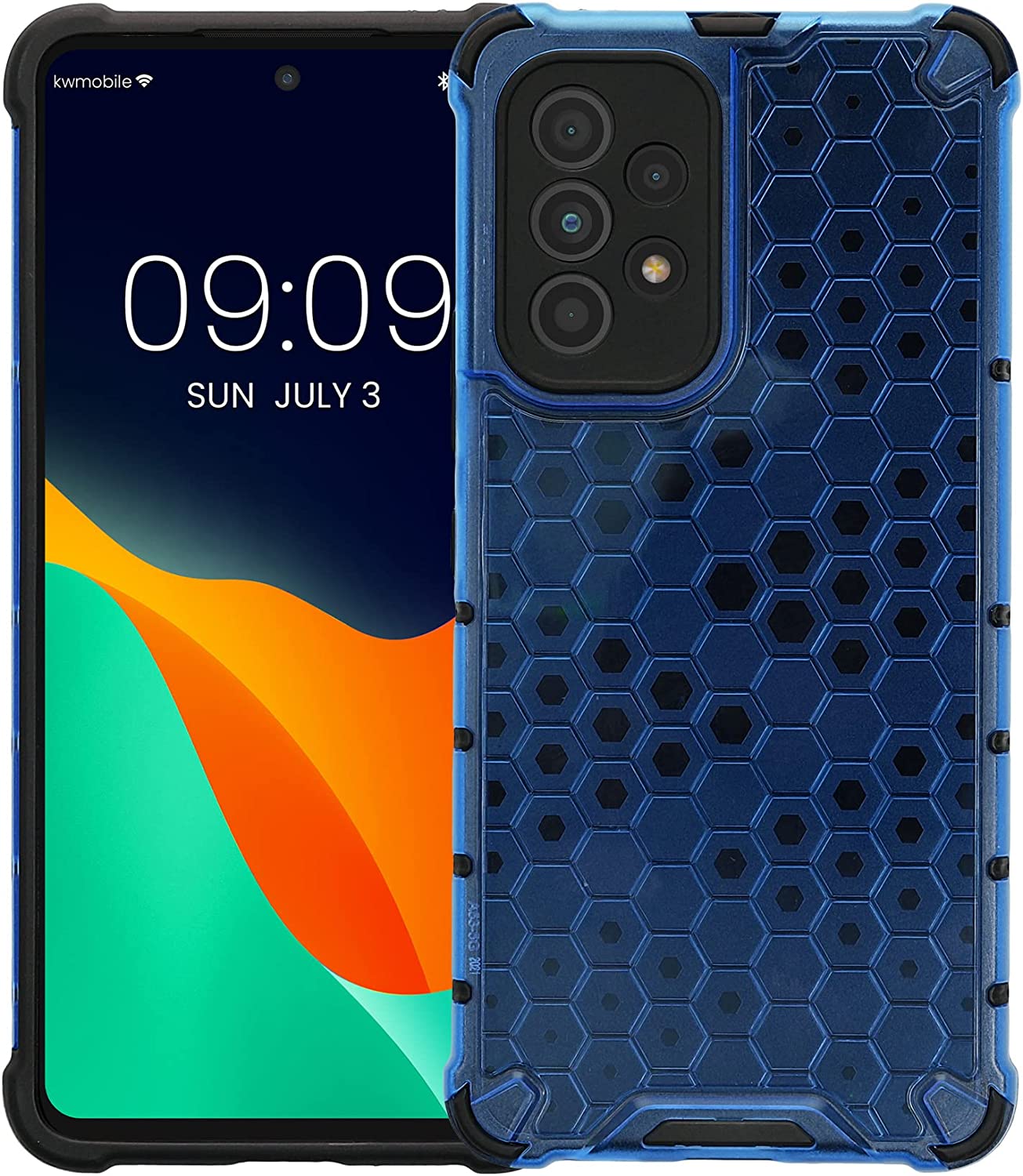 KW Samsung Galaxy A53 5G Hybrid Σκληρή Θήκη με Πλαίσιο Σιλικόνης TPU - Design Honeycomb - Blue / Ματ Ημιδιάφανη - 59969.04