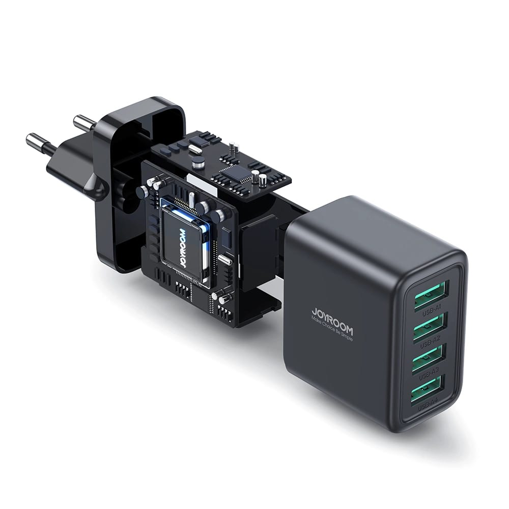 JOYROOM Οικιακός Φορτιστής με 4 Θύρες USB 24W 4.8A - Black - JR - TCN03