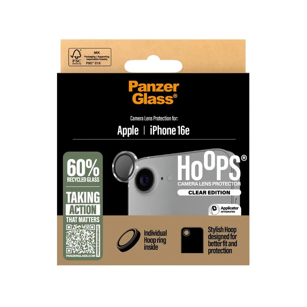 PanzerGlass iPhone 16e Hoops Camera Lens Protector Αντιχαρακτικό Γυαλί για την Κάμερα - Clear