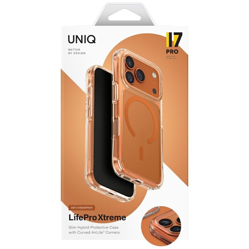 Uniq iPhone 17 Pro - LifePro Xtreme Magclick - Σκληρή Θήκη με Πλαίσιο Σιλικόνης και MagSafe - Clear / Orange