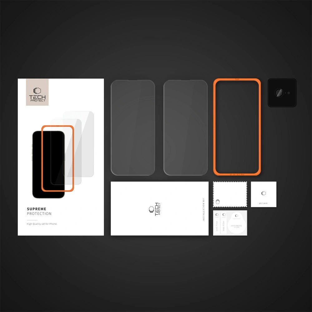 Tech - Protect iPhone 16e Supreme Set - Σετ με 2 Tempered Glass Αντιχαρακτικά Γυαλιά Οθόνης και 1 Αντιχαρακτικό Γυαλί για την Κάμερα - Διάφανα