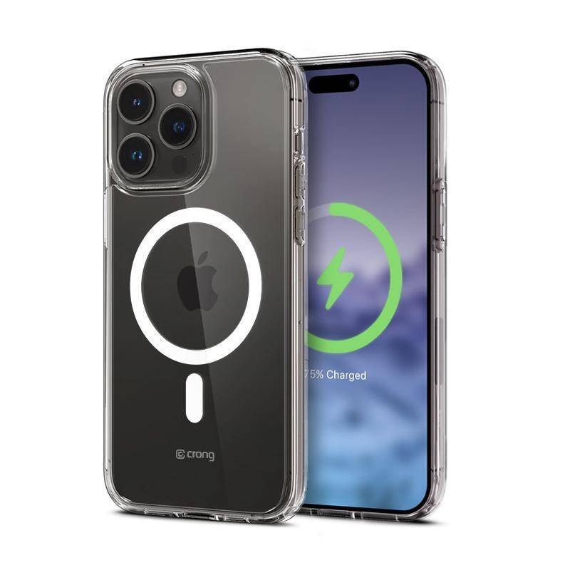 Crong iPhone 15 Pro Clear Mag Cover - Σκληρή Θήκη με Πλαίσιο Σιλικόνης και MagSafe - Clear