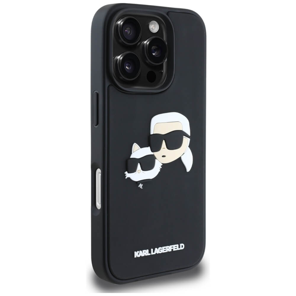 Karl Lagerfeld iPhone 16 Pro Max - HC 3D Rubber Double Heads - Σκληρή Θήκη με Πλαίσιο Σιλικόνης - Black - KLHCP16XRBCKCHLK