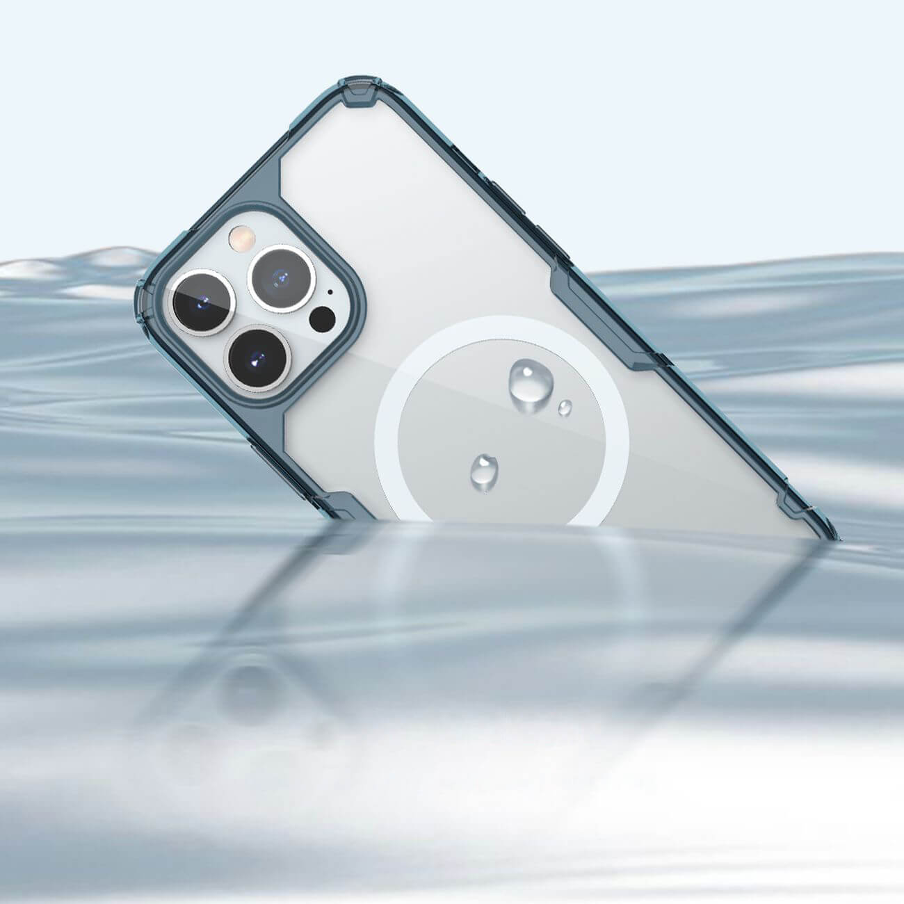 Nillkin iPhone 15 Pro Nature Pro Magnetic - Σκληρή Θήκη με Πλαίσιο Σιλικόνης και MagSafe - Διάφανη / Blue