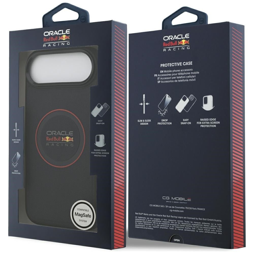 Red Bull iPhone Air - Meshed Red Ring and Metal Buttons MagSafe - Σκληρή Θήκη με Επένδυση Οικολογικού Δέρματος - Navy - RBHMP17M24PUILVR