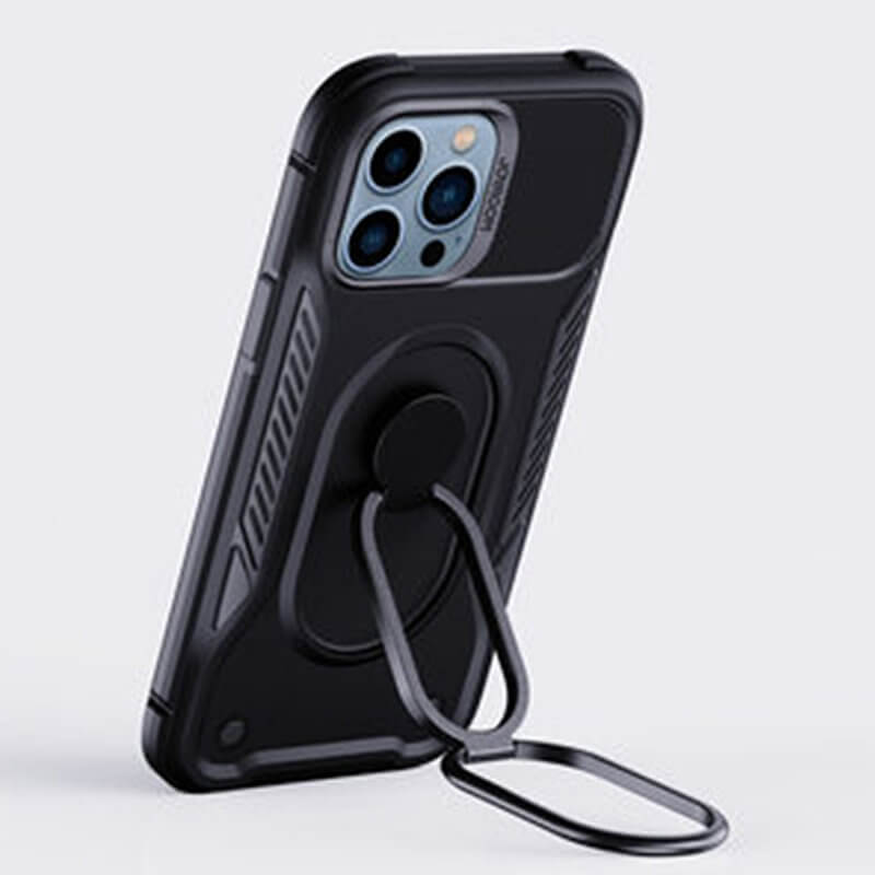 Joyroom iPhone 14 Pro Dual Hinge Σκληρή Θήκη Υψηλής Προστασίας με Δαχτυλίδι Συγκράτησης - Black - JR - 14S2
