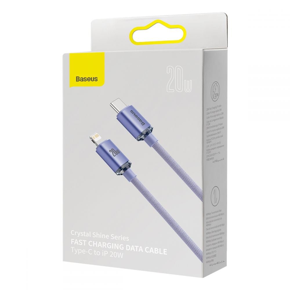 Baseus Crystal Shine Cable Type - C to Lightning PD 20W - Καλώδιο Δεδομένων και Γρήγορης Φόρτισης Type - C to Lightning 2M - Purple - CAJY000305