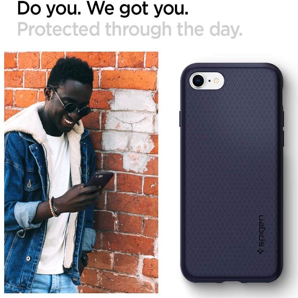 Spigen iPhone SE 2022 / SE 2020 / 7 / 8 Liquid Air Θήκη Σιλικόνης - Midnight Blue