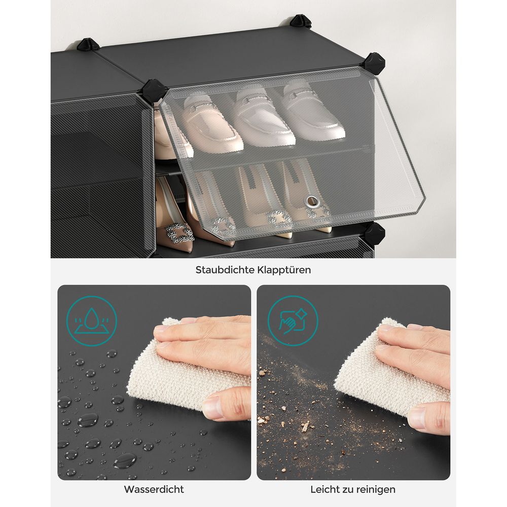 Songmics Πλαστική Παπουτσοθήκη με 6 Ράφια - Black - LPC033BZ02