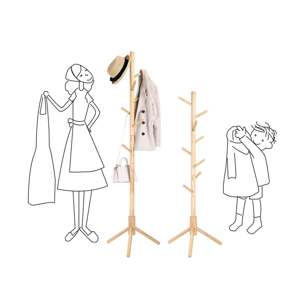 Vasagle Επιδαπέδια Ξύλινη Κρεμάστρα με Ρυθμιζόμενο Ύψος - Natural - RCR004N01