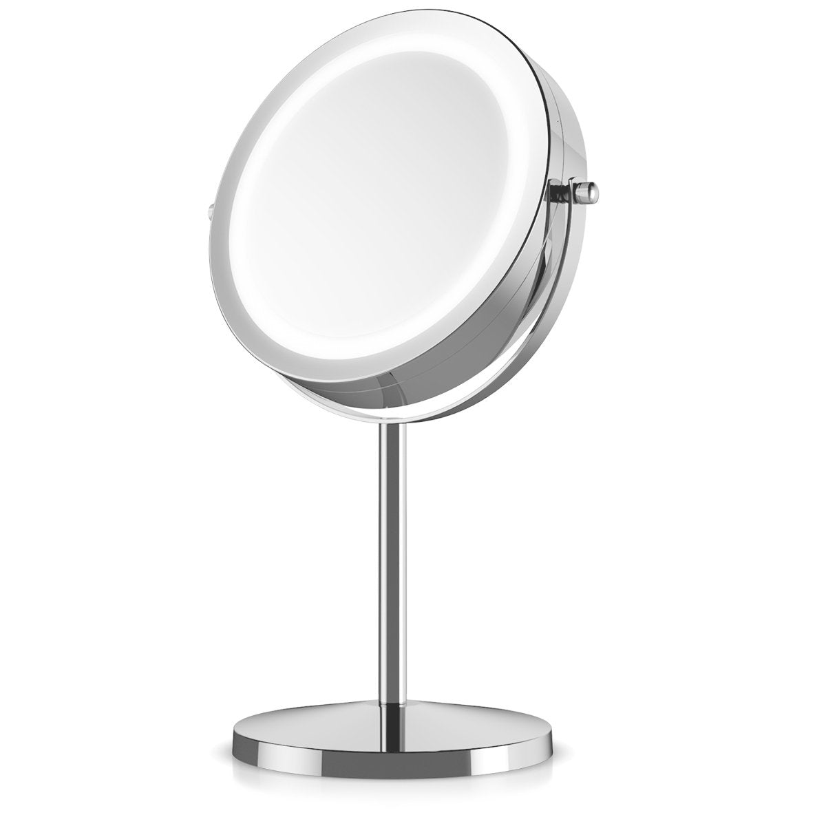 Navaris LED Illuminated Two - Sided Vanity Makeup Mirror - Περιστρεφόμενος Φωτιζόμενος Καθρέπτης LED - Silver - 41188