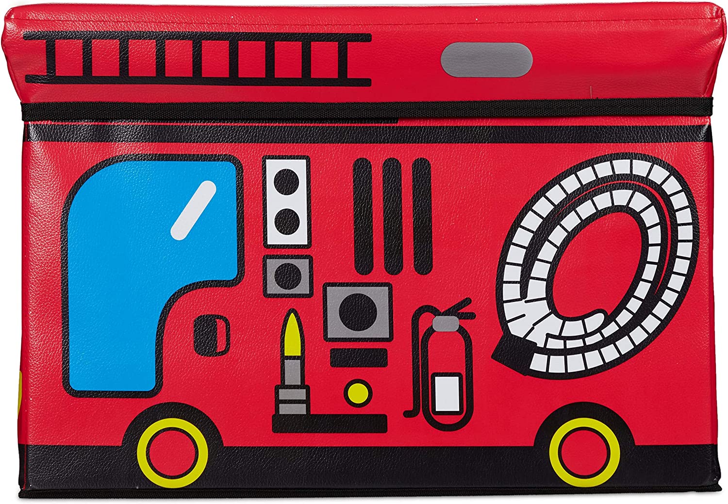 Relaxdays Αναδιπλούμενο Παιδικό Κουτί Αποθήκευσης Παιχνιδιών - Design Fire Truck - Red - 4052025903817