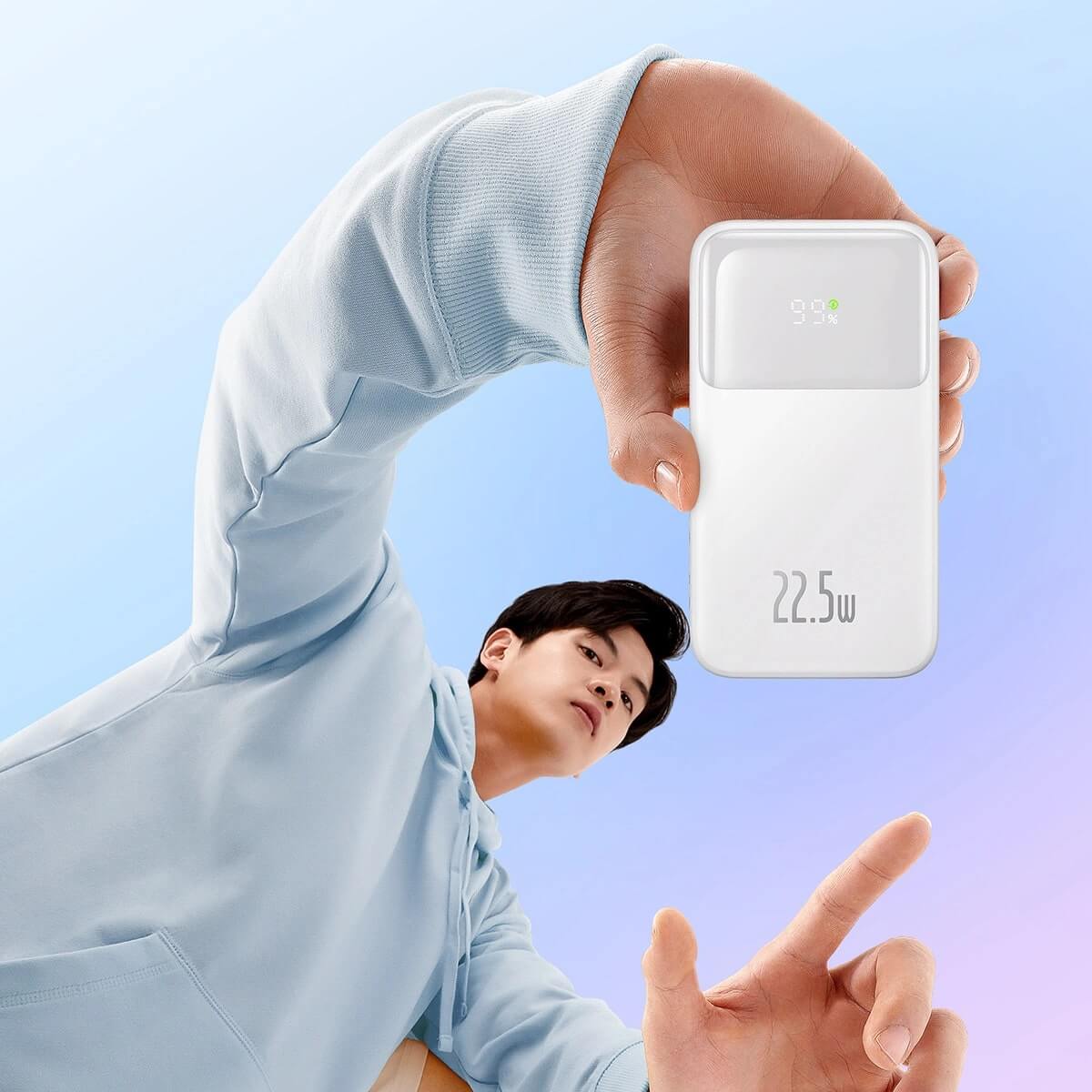 Baseus Comet Series Power Bank 10000mAh 22.5W με Ενσωματωμένα Καλώδια Type - C και Lightning - White - PPMD020002