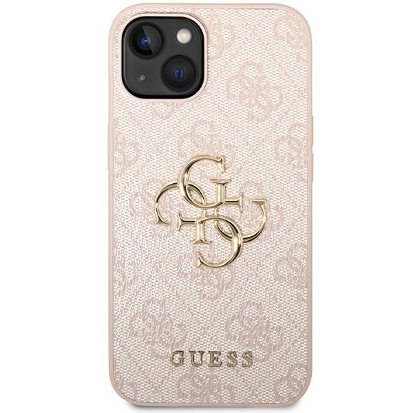 Guess iPhone 15 - 4G Big Metal Logo Θήκη με Επένδυση Συνθετικού Δέρματος - Pink - GUHCP15S4GMGPI