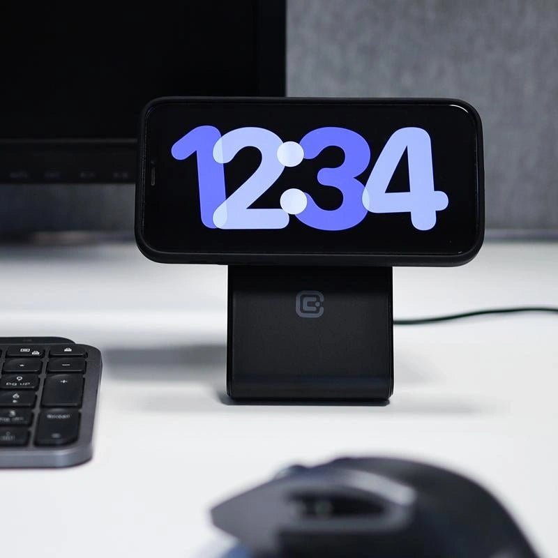 Crong MagSpot Stand 2 σε 1 Ασύρματος MagSafe Φορτιστής για iPhone και AirPods - Black