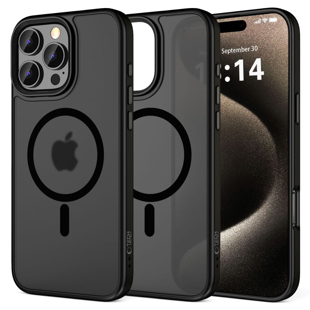 Tech - Protect iPhone 16 Pro Max MagMat Σκληρή Θήκη με Πλαίσιο Σιλικόνης και MagSafe - Matte Black / Ημιδιάφανη