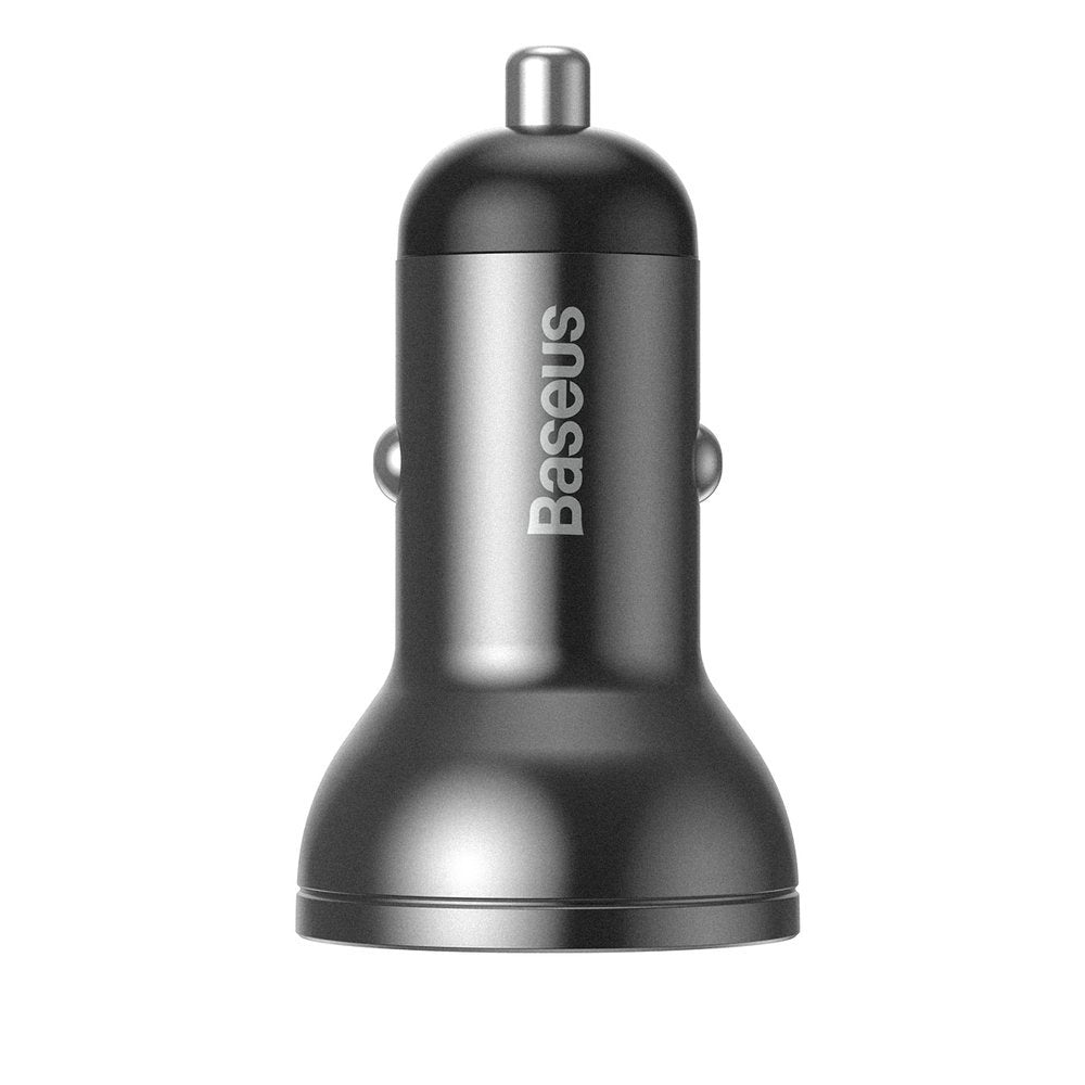 Baseus Digital Display Φορτιστής Αυτοκινήτου 4.8A με Δύο Θύρες USB και Καλώδιο Lightning / Type - C / Micro USB - Black - TZCCBX - 0G
