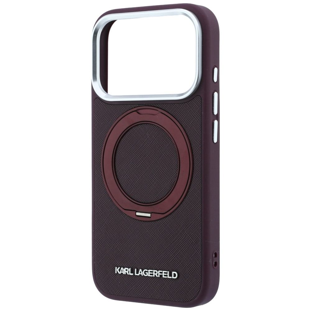 Karl Lagerfeld iPhone 18 Pro Max / iPhone 17 Pro Max - Σκληρή Θήκη με Δαχτυλίδι Συγκράτησης MagSafe - Ring Stand 360 Saffiano - Burgundy
