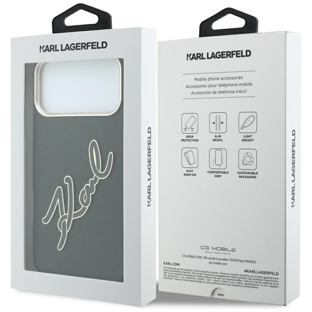 Karl Lagerfeld iPhone 18 Pro Max / iPhone 17 Pro Max - Σκληρή Θήκη με Επένδυση από Οικολογικό Δέρμα - Smooth Big Resin Signature Logo - Black