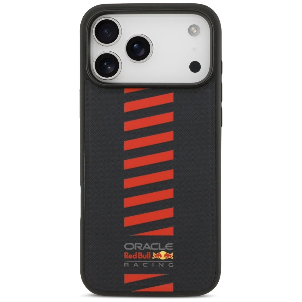 Red Bull iPhone 17 Pro Max - Meshed Powerbar MagSafe - Σκληρή Θήκη με Πλαίσιο Σιλικόνης και Επένδυση από Οικολογικό Δέρμα - Navy Blue - RBHMP17X24PUDSRV