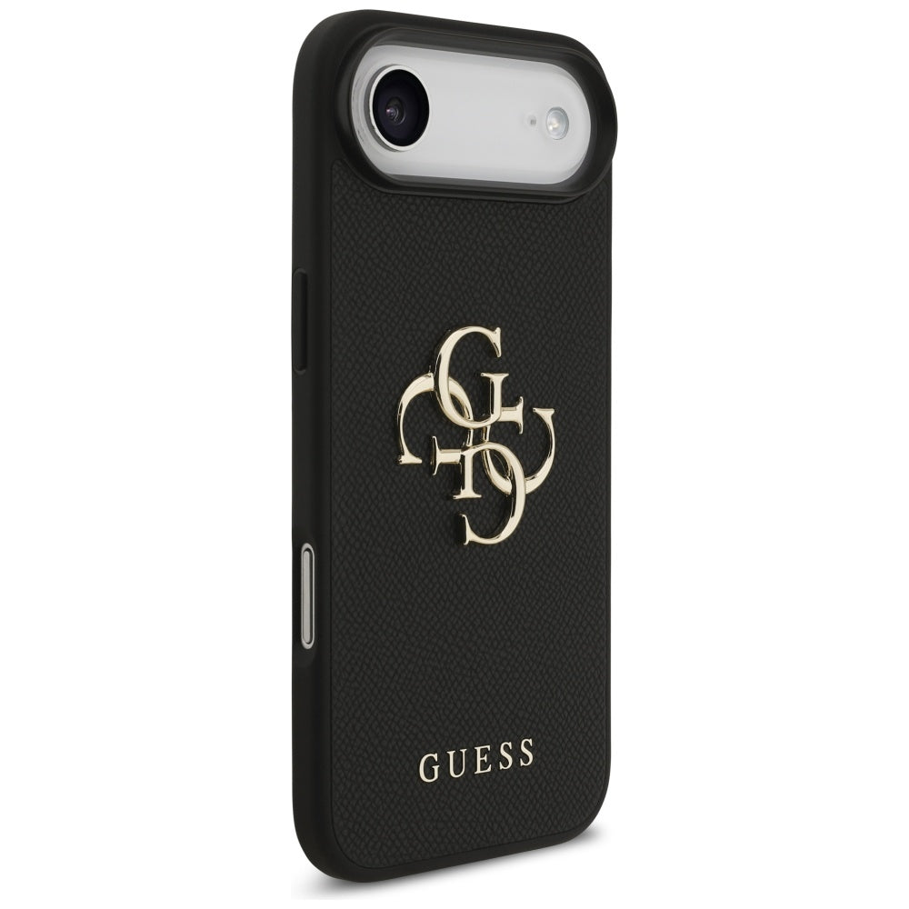 Guess iPhone Air - Grained Big 4G and Classic Logo - Σκληρή Θήκη με Επένδυση από Οικολογικό Δέρμα - Black - GUHCP17MPGT4MBK