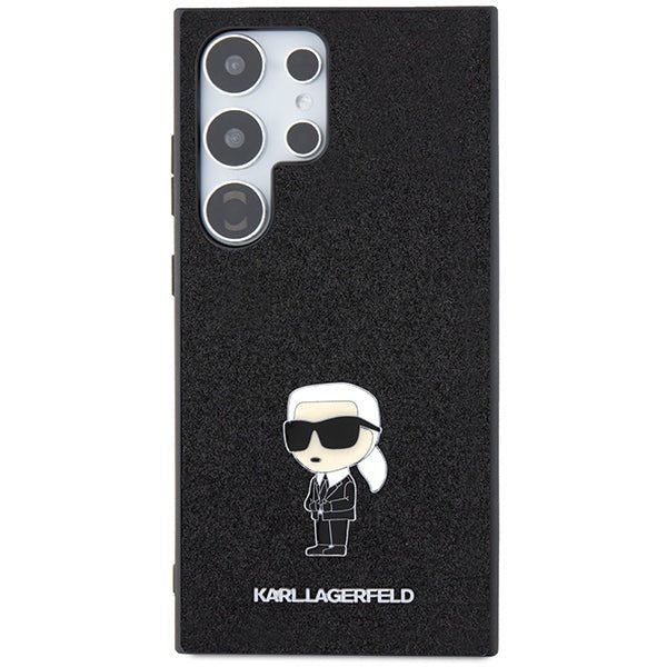 Karl Lagerfeld Samsung Galaxy S24 Ultra - Fixed Glitter Ikonik Logo Metal Pin - Σκληρή Θήκη με Πλαίσιο Σιλικόνης - Black - KLHCS24LGKNPSK