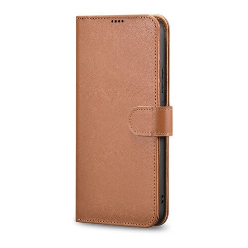 iCarer Samsung Galaxy S22 Plus Haitang Leather Θήκη Πορτοφόλι Stand από Γνήσιο Δέρμα - Brown